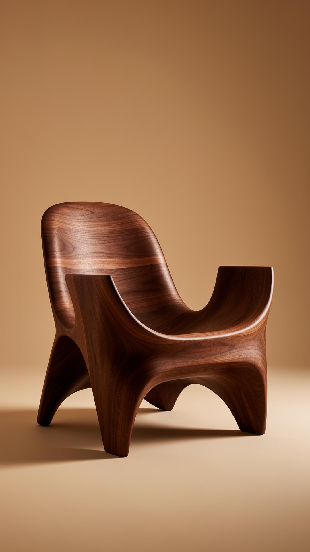 Sculptural walnut lounge chair by DesignFlow